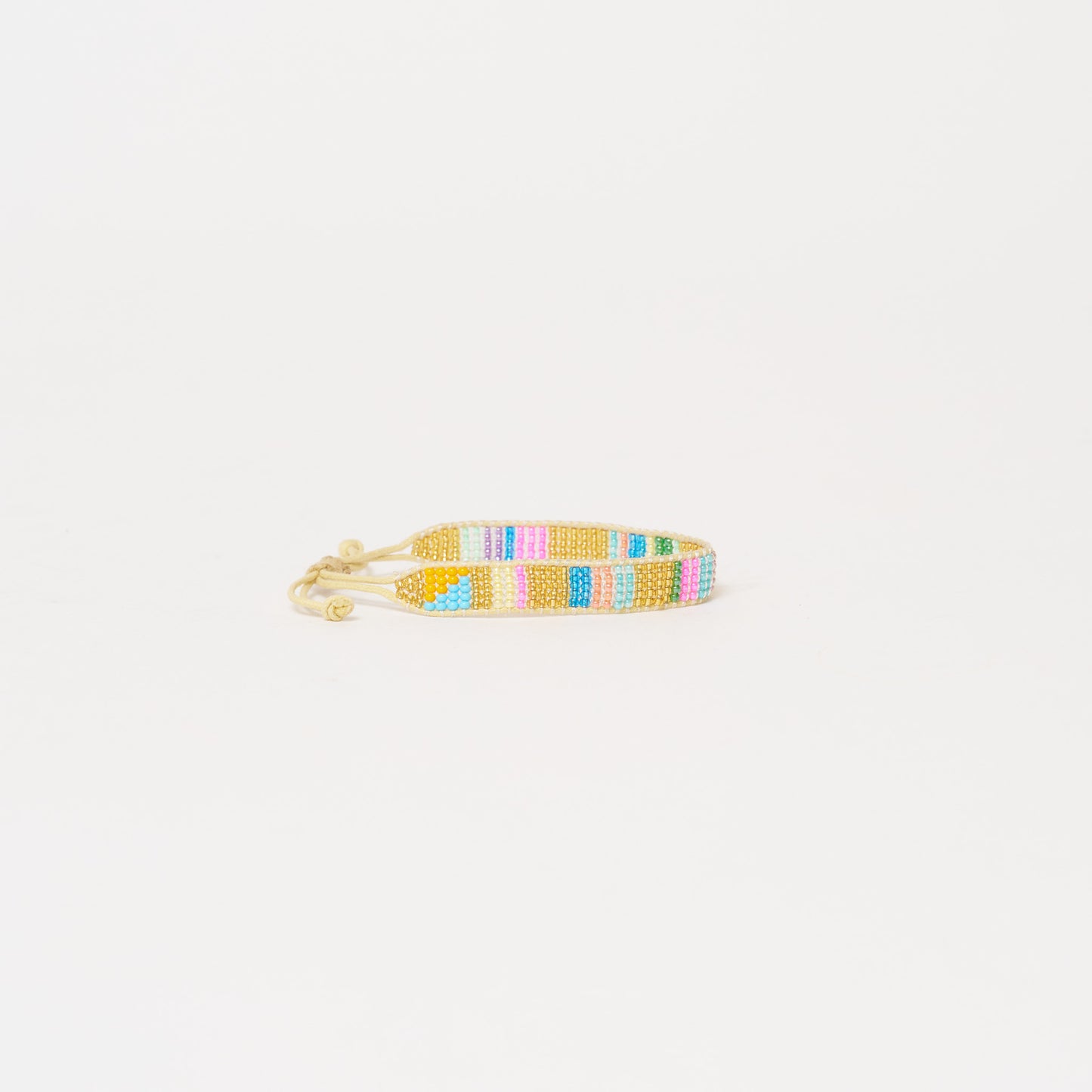 Woven Pattern Bracelet - Gold Stripe Electric Multi