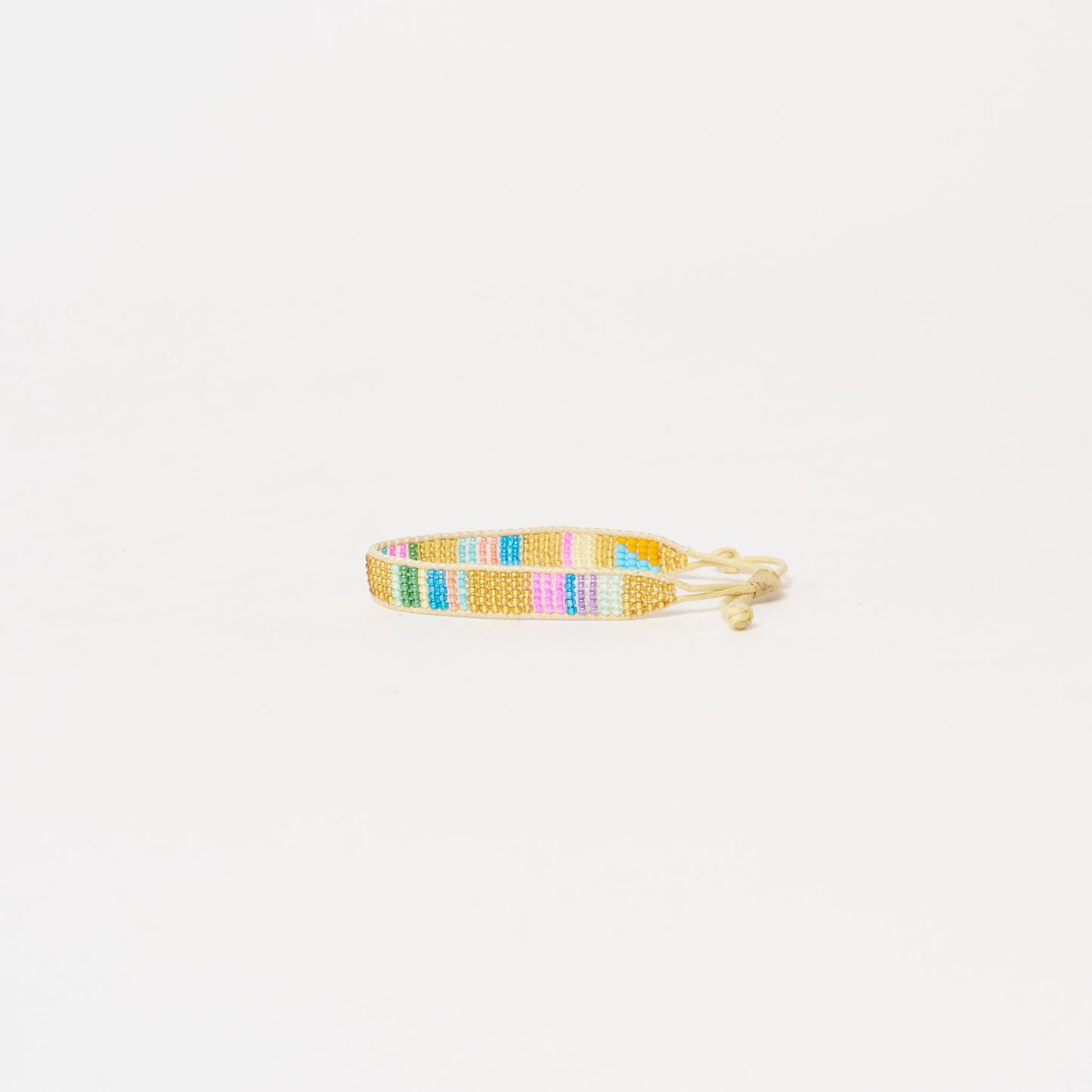 Woven Pattern Bracelet - Gold Stripe Electric Multi