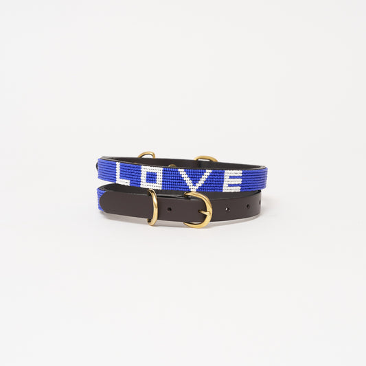 LOVE Dog Collar - Royal/White