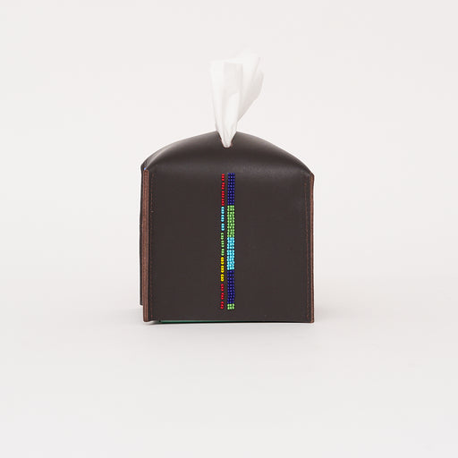 Beaded Leather Tissue Box