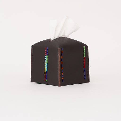 Beaded Leather Tissue Box lifestyle image