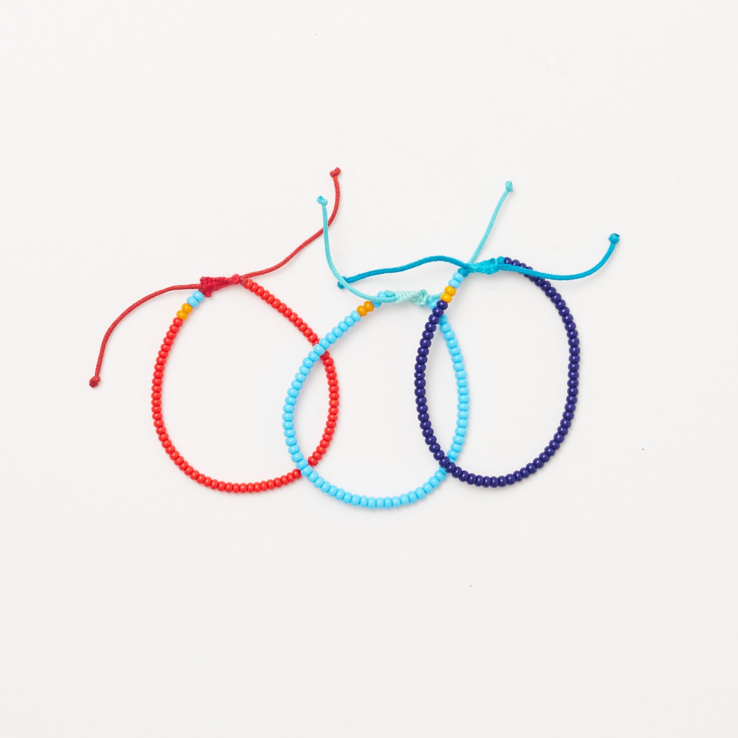 Single Strand Bracelet - 3-Pack - Red/Blue