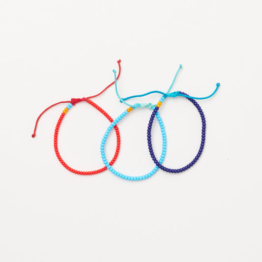 Single Strand Bracelet - 3-Pack - Red/Blue