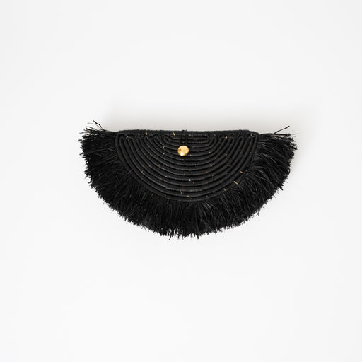 Clutch Bag - Raffia - Black