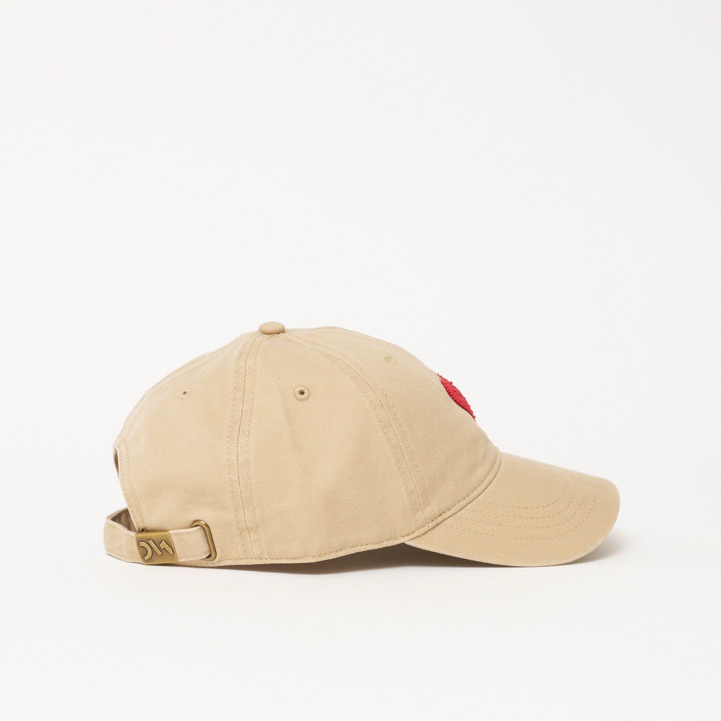 Beaded Hat - Khaki with Red Heart