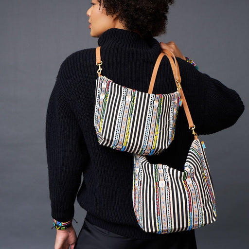 XLarge Convertible Pouch - Black Beaded Stripe lifestyle image