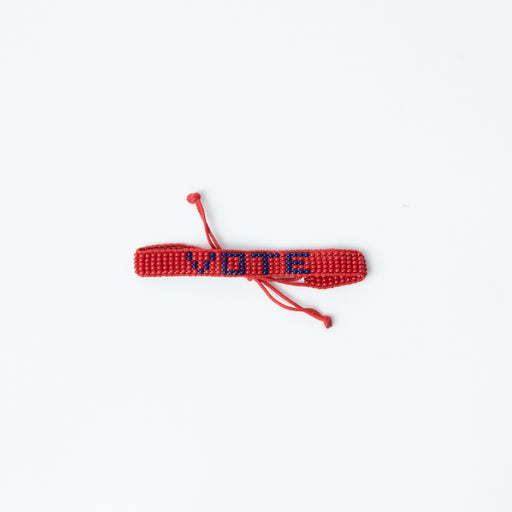 Woven VOTE Bracelet - Red/Navy