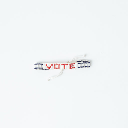 Woven VOTE Bracelet - White/Red