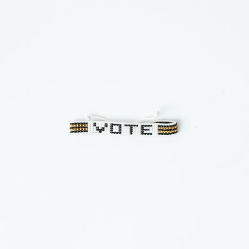 Woven VOTE Bracelet - White/Black/Gold