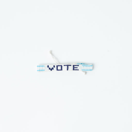 Woven VOTE Bracelet - Navy/Light Blue