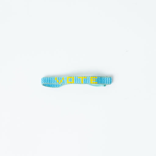 Woven VOTE Bracelet - Light Blue/Yellow