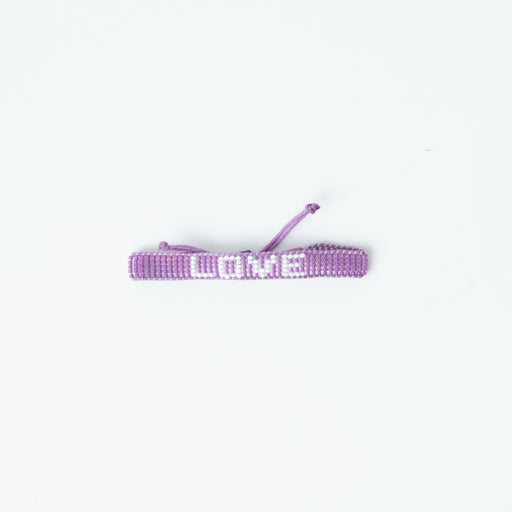 Woven LOVE Bracelet - Purple/White