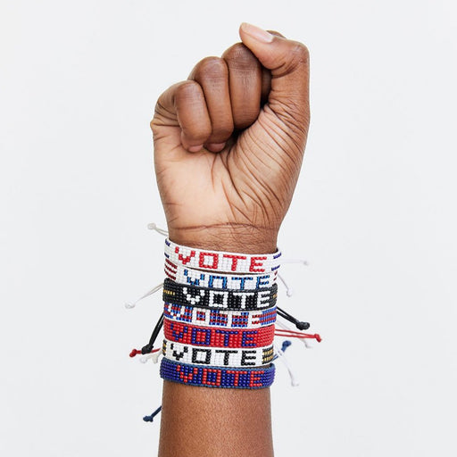 Woven VOTE Bracelet - Navy/Red lifestyle image