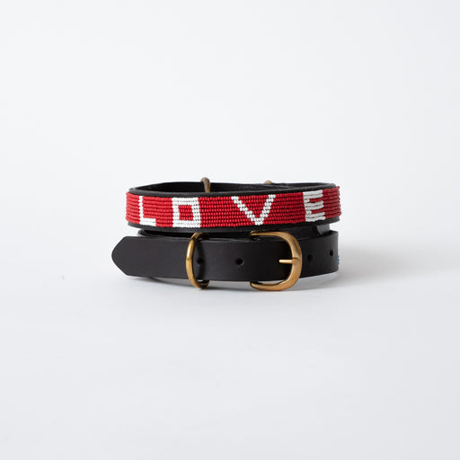LOVE Dog Collar - Red/White