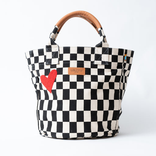 SAMPLE SALE: Checkered Weekender - Beaded Red LOVE lifestyle image