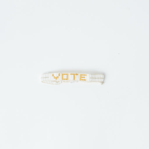 FINAL SALE: Woven VOTE Bracelet - White/Gold