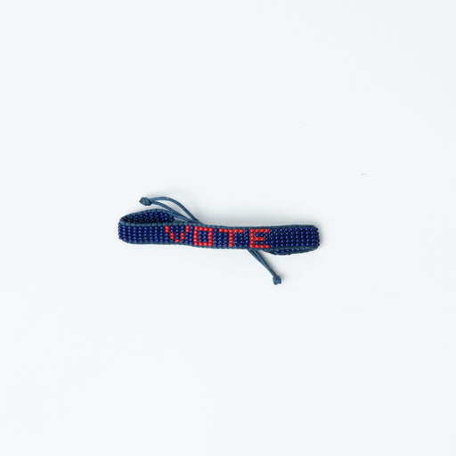 FINAL SALE: Woven VOTE Bracelet - Navy/Red