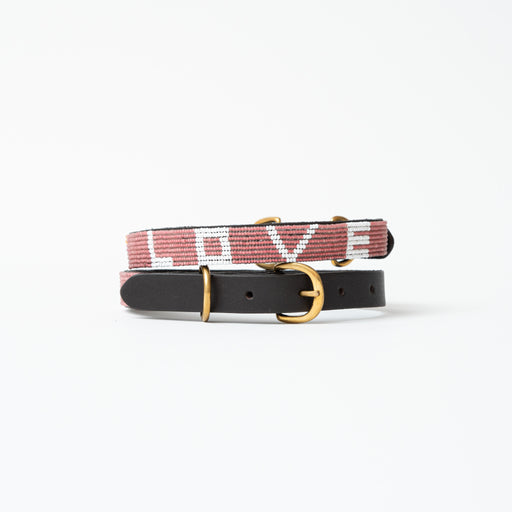 SAMPLE SALE: LOVE Dog Collar - Pink/White