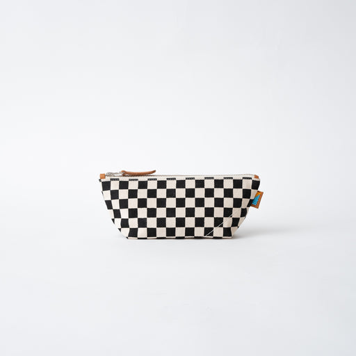 SAMPLE SALE: Small Checkered Pouch - Black/Eggshell