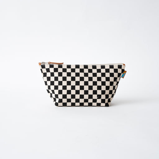 SAMPLE SALE: Large Checkered Pouch - Black/Eggshell