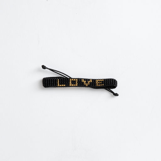 Woven LOVE Bracelet - Black/Gold