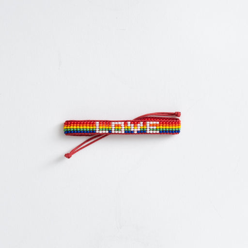 Woven LOVE Bracelet - Rainbow/White