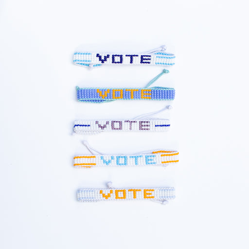 Woven VOTE Bracelet - Navy/Light Blue lifestyle image