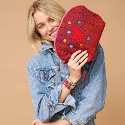 Kanga Pouch with Beaded Hearts – Crimson Mandala