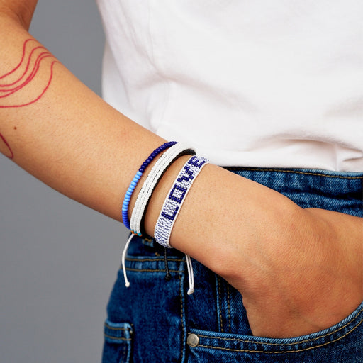 Woven LOVE Bracelet - Blue Dash/Navy lifestyle image