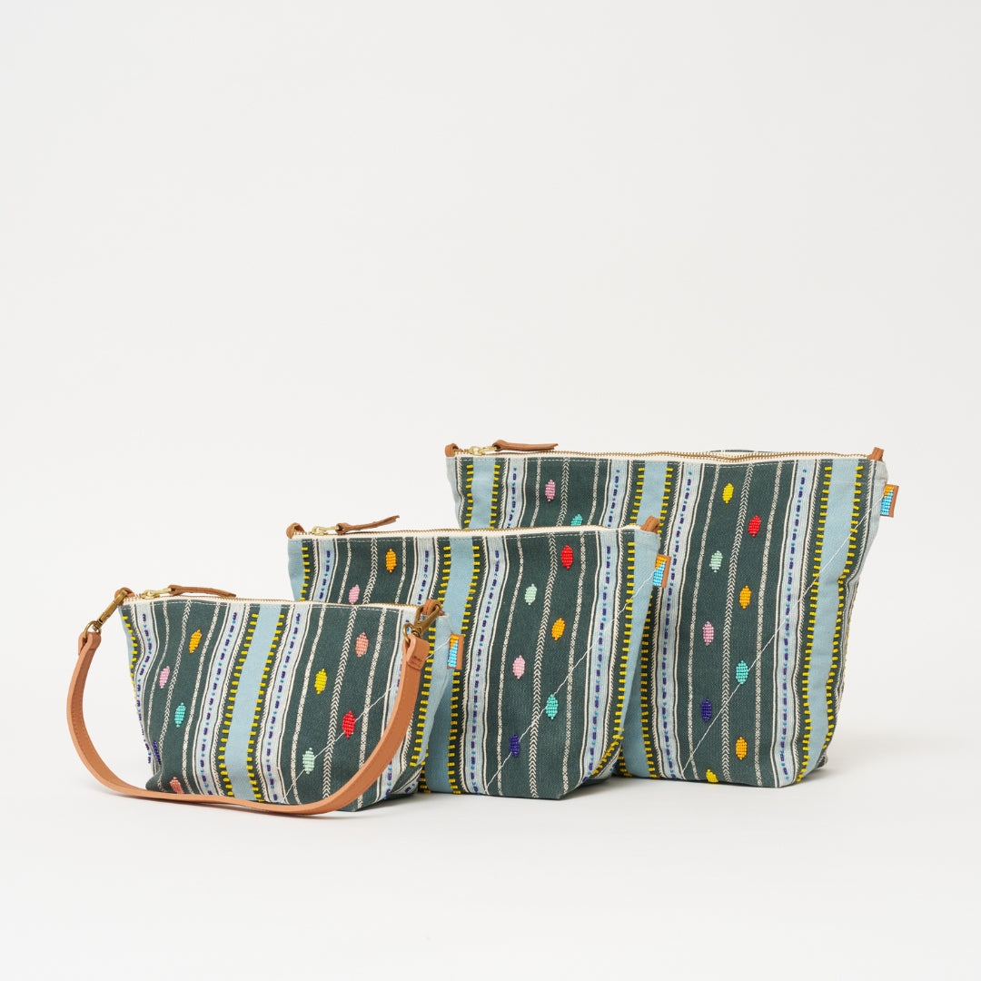 Jumbo Convertible Pouch - Beaded Bisa Stripe
