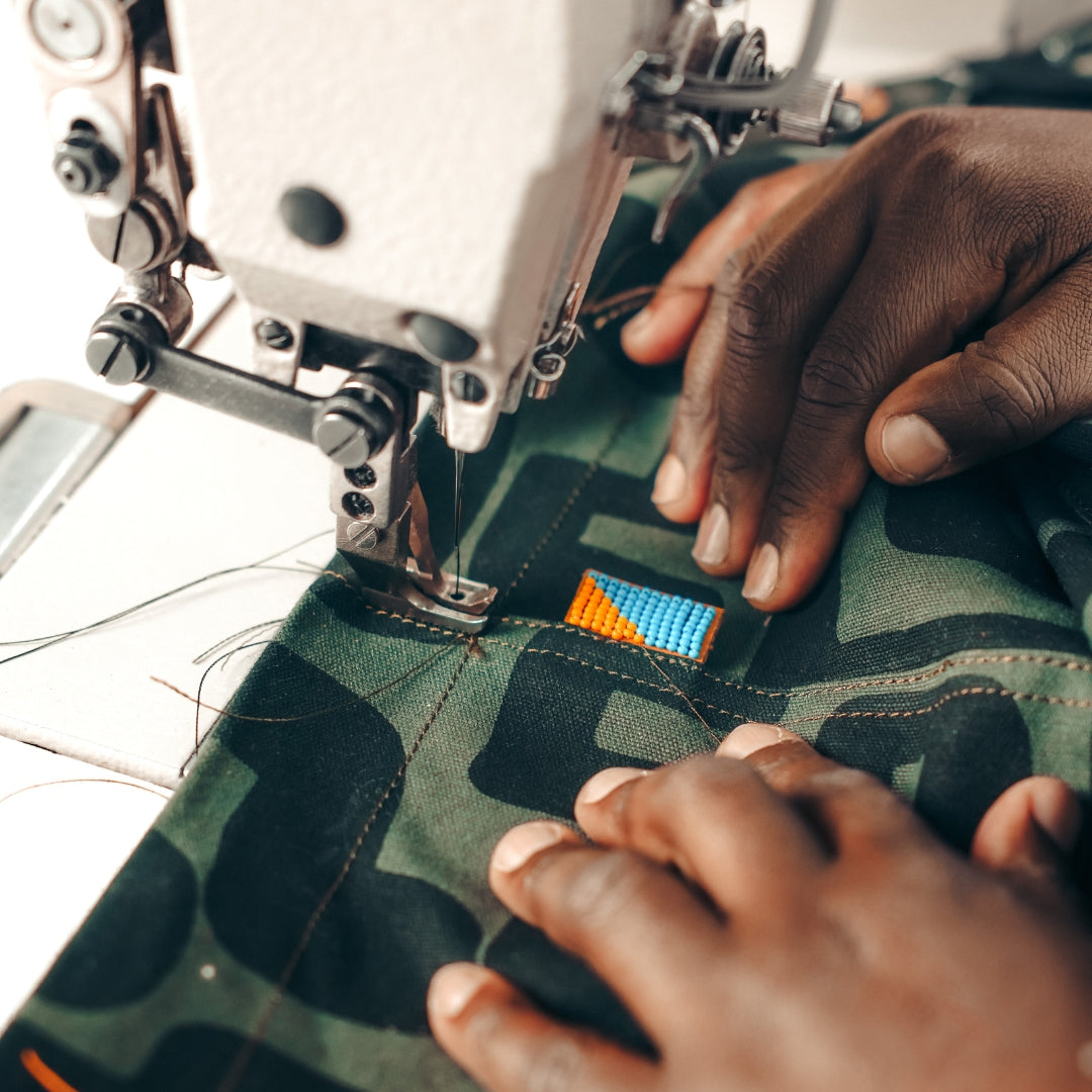 Go To Tote - Safari Kuba with Red Beaded Heart