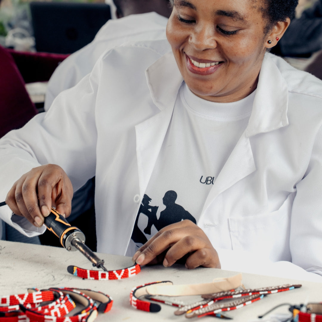 Woven LOVE Bracelet - Red/White