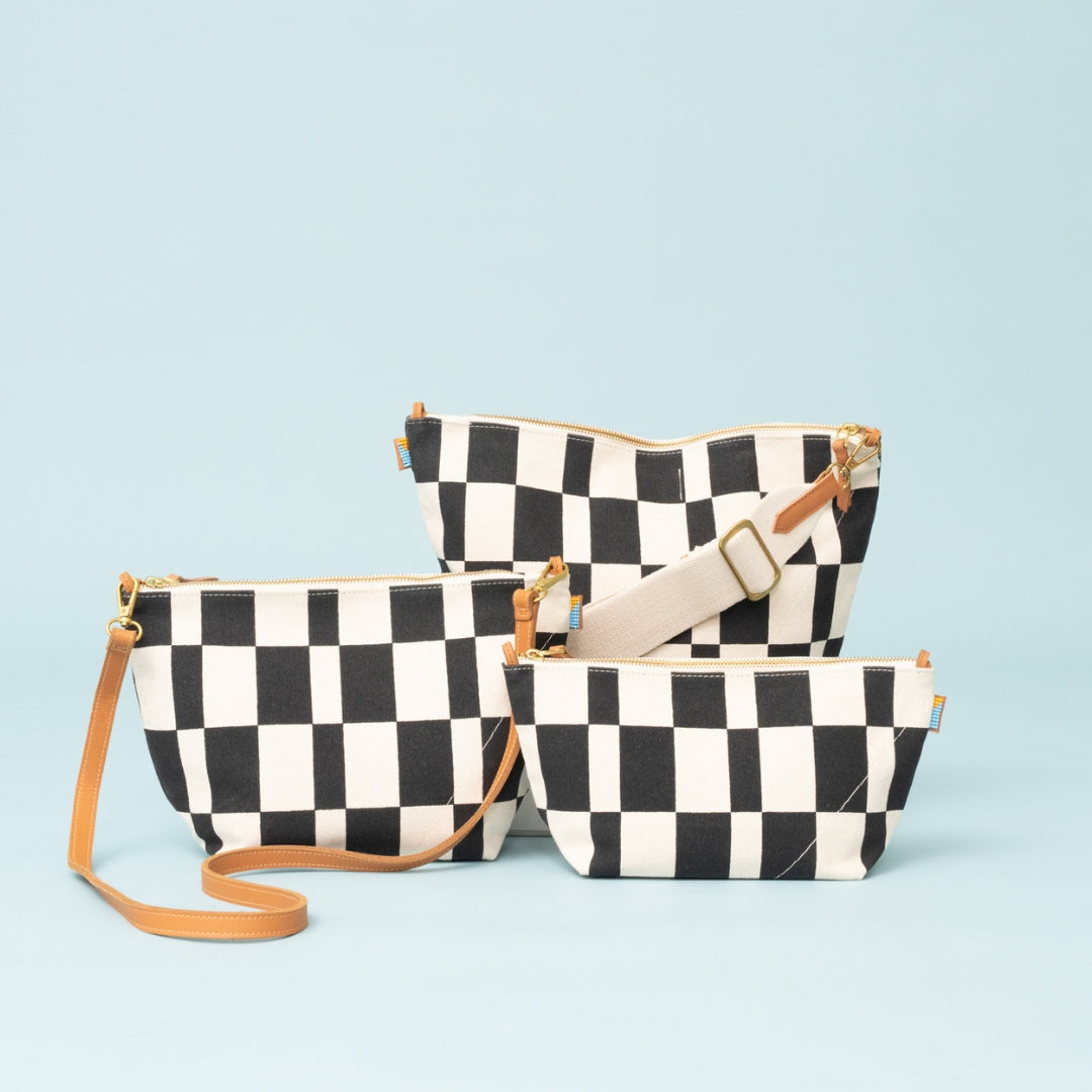 Large Convertible Pouch - Black Checker