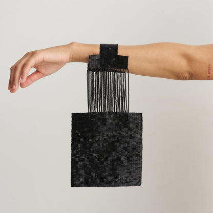 Beaded Wristlet Bag - Black
