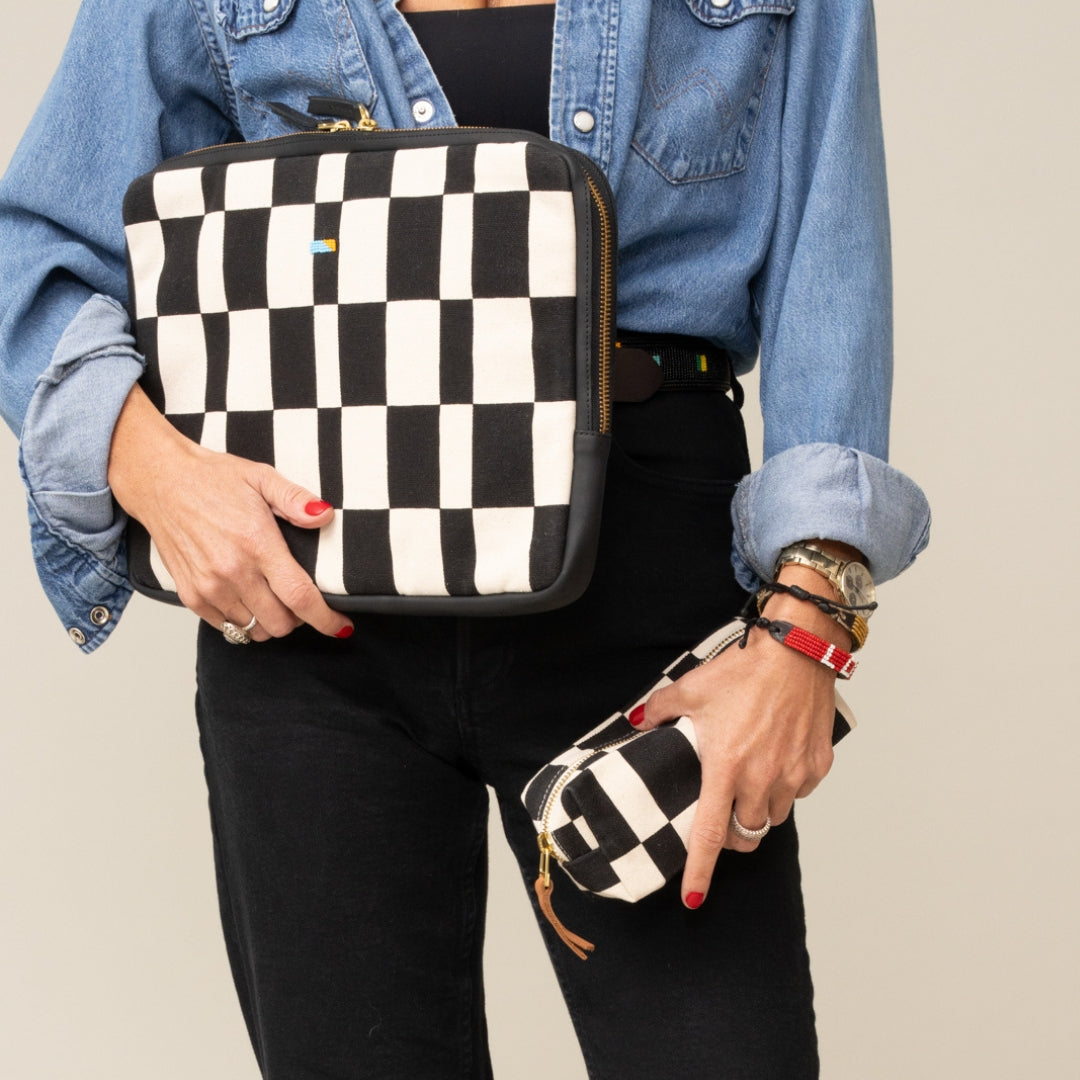 FINAL SALE: Laptop Sleeve - Large - Black Checker