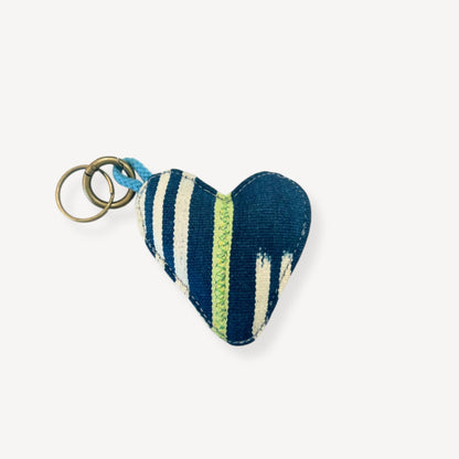 Baule Beaded Heart Charm Keychain - Turquoise