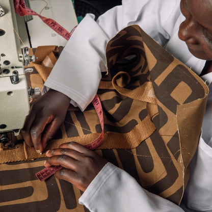 XLarge Convertible Pouch - Mocha Kuba with Red Beaded Heart