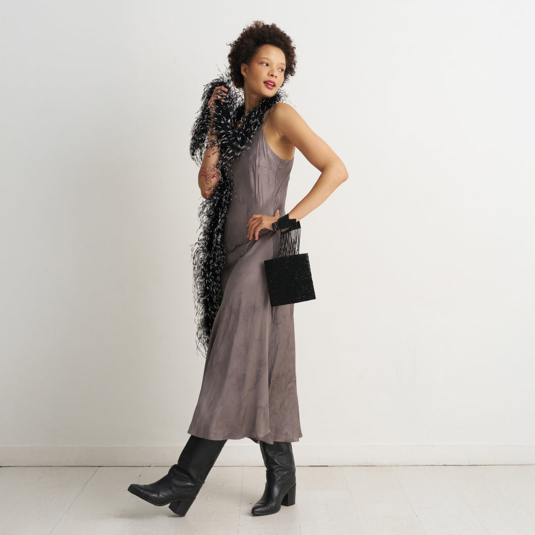 Beaded Wristlet Bag - Black