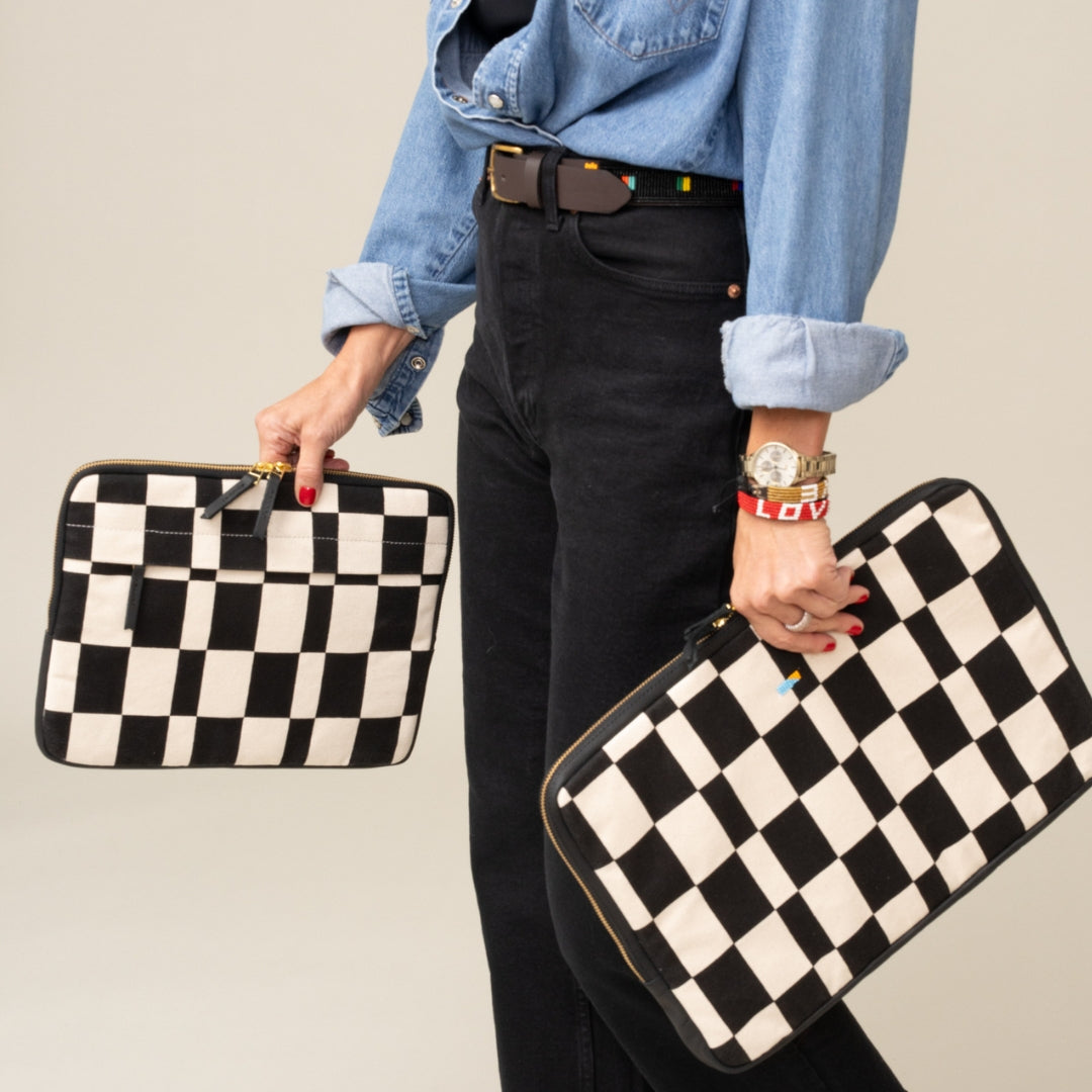 FINAL SALE: Laptop Sleeve - Large - Black Checker