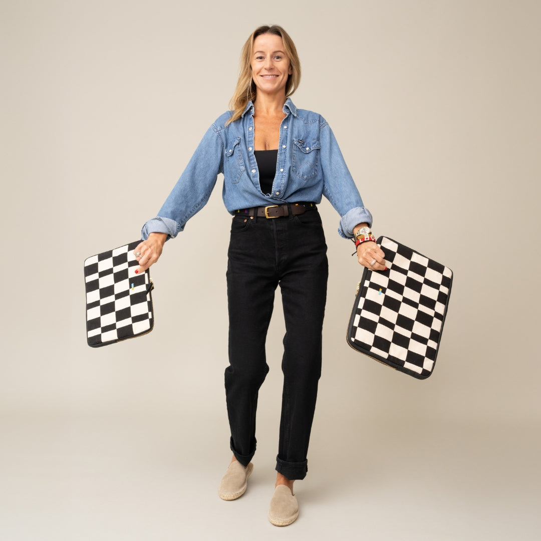 FINAL SALE: Laptop Sleeve - Large - Black Checker
