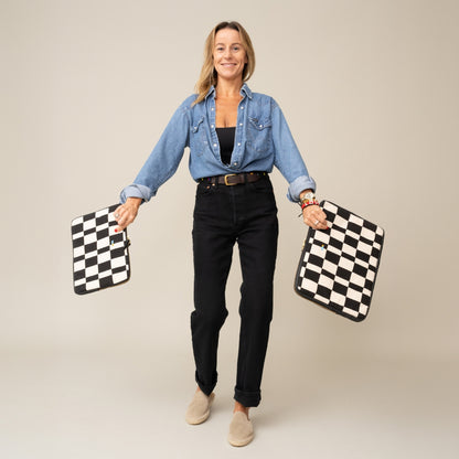 FINAL SALE: Laptop Sleeve - Large - Black Checker