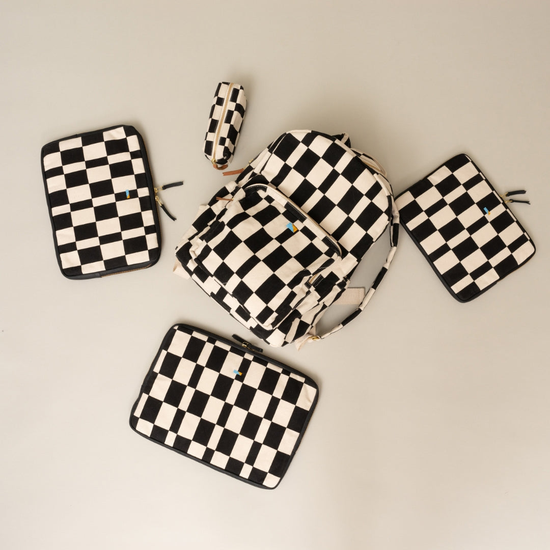 FINAL SALE: Laptop Sleeve - Large - Black Checker