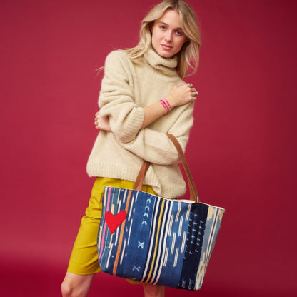Baule Adventure Tote with Red Beaded Heart