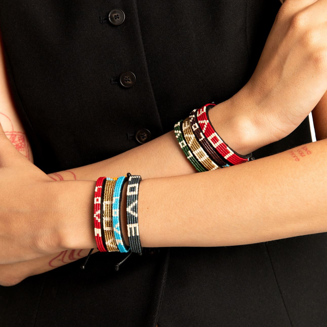 Skinny LOVE Bracelet - Crimson/Cream
