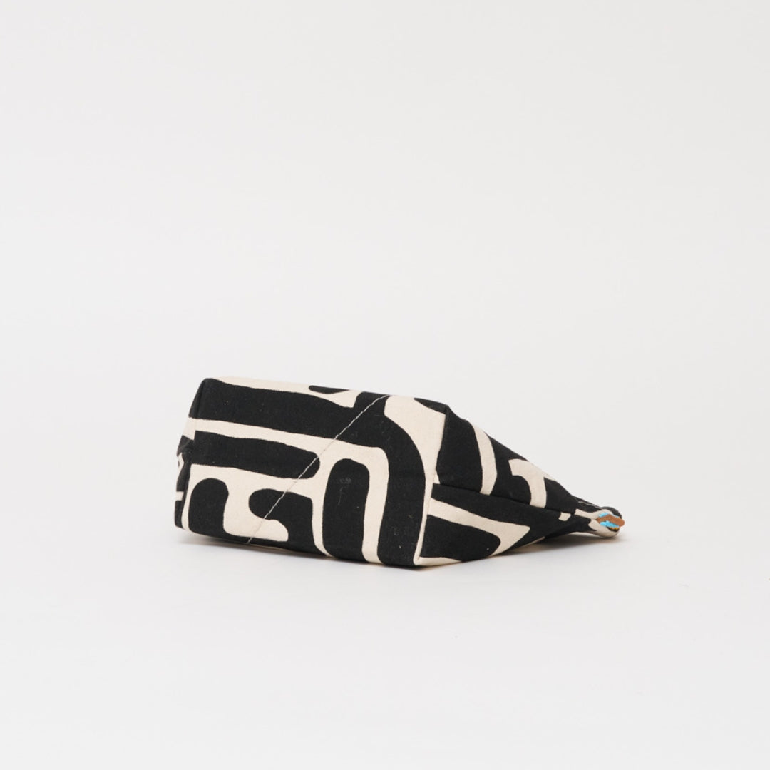 XLarge Convertible Pouch - Black Kuba with Beaded Red Heart