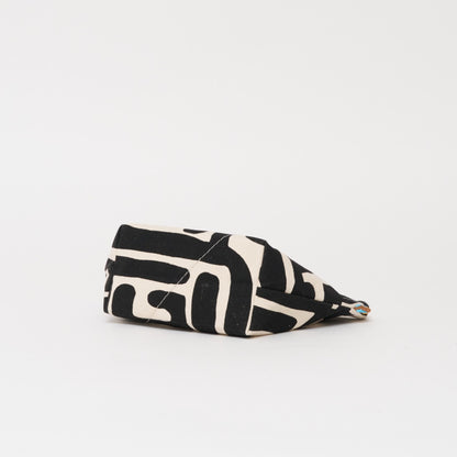 XLarge Convertible Pouch - Black Kuba with Beaded Red Heart