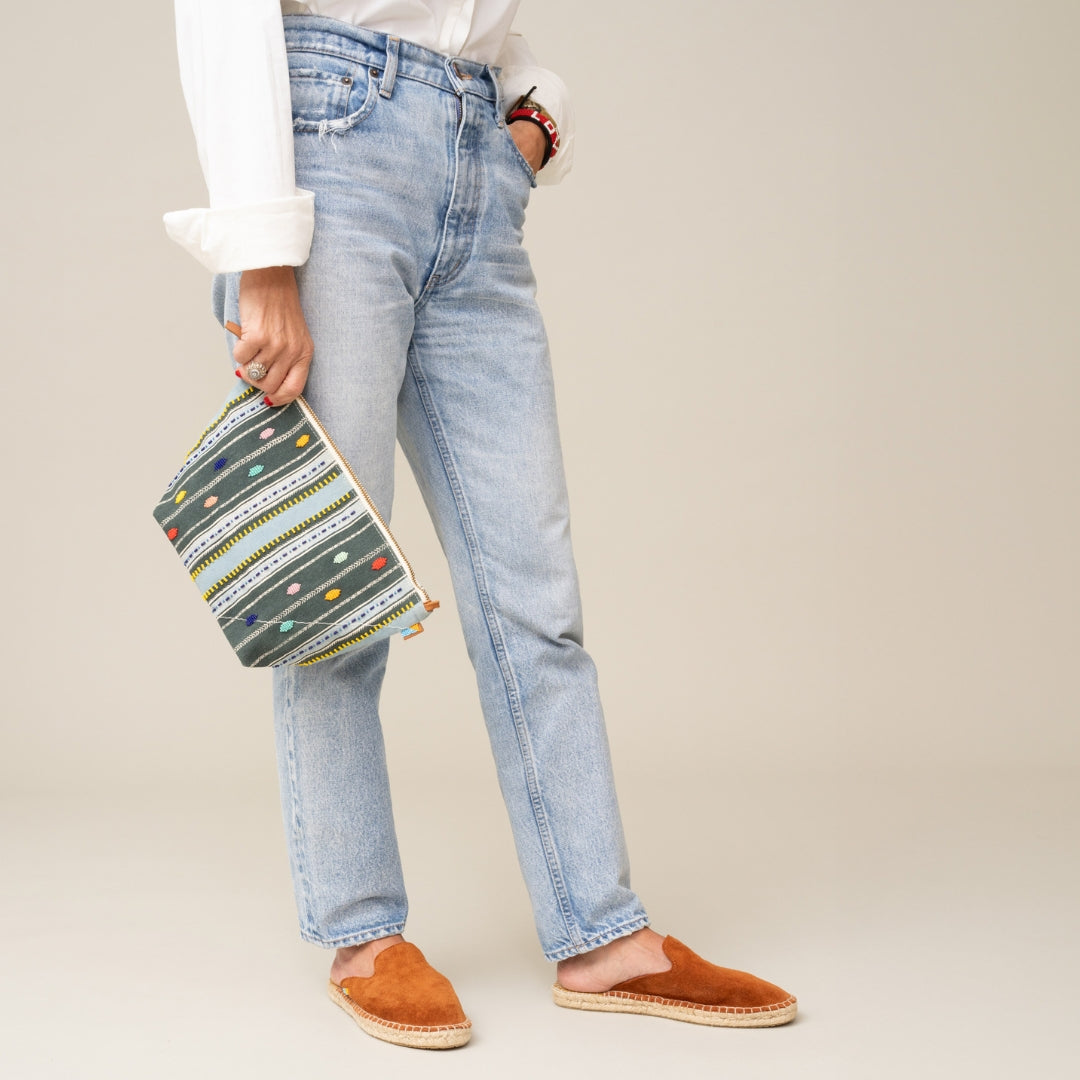 XLarge Convertible Pouch - Beaded Bisa Stripe