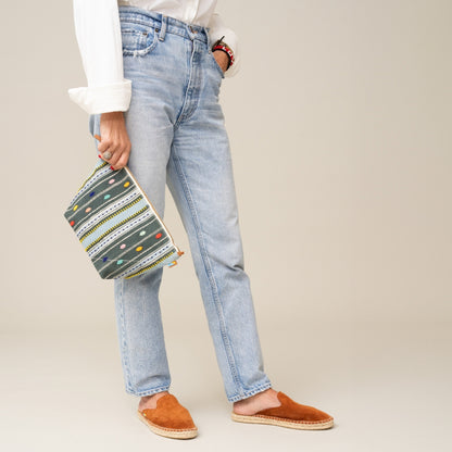 XLarge Convertible Pouch - Beaded Bisa Stripe