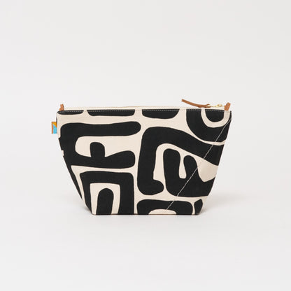 XLarge Convertible Pouch - Black Kuba with Beaded Red Heart