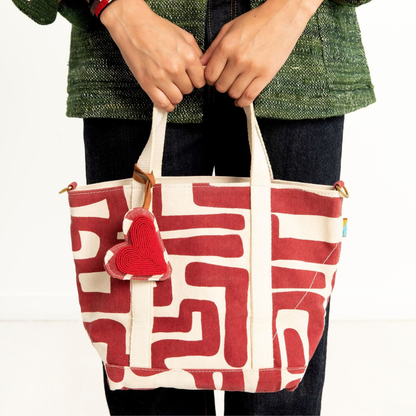 The Mini Tote – Merlot Kuba with Beaded Heart Charm